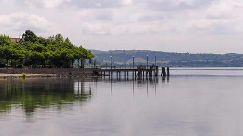 Clouds over Bracciano lake - View from Trevignano Romano Stock Footage 243573335