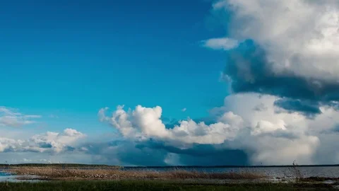 Clouds over Braslav lakes in May. Belarus. Stock Footage 76750569