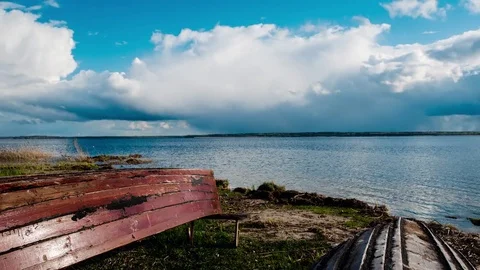Clouds over Braslav lakes in May. Belarus. Stock Footage 76750572