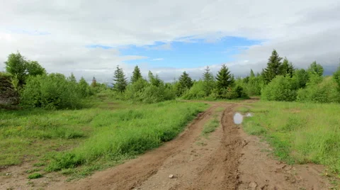 Clouds over the Cape Strelka, Gorodishche Village, Dobrianskiy district,  Stock Footage 56992322