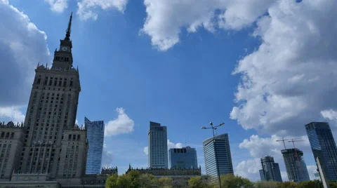 Clouds over the center of Warsaw - timelapse Stock Footage 54545961