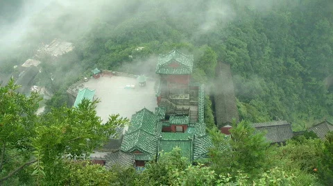 Clouds over chinese square with old  temples Stock-Footage 848283