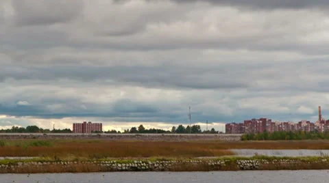 Clouds over the city, timelapse Stock Footage 8687769
