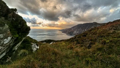 Clouds over cliffs in  Ireland time lapse Stock Footage 71731093