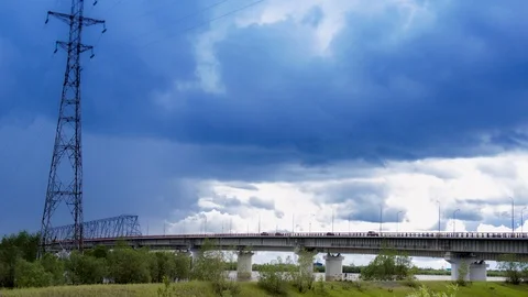 Clouds over a dam Stock Footage 93381021