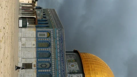Clouds over Dome of the Rock mosque in Jerusalem Stock Footage 91155377