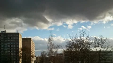 Clouds over an eastern German city Video stock 11017655