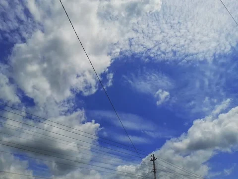 Clouds over electric cables Stock Footage 264314614