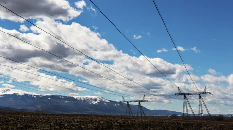 Clouds Over Electricity Pylon Stock Footage 48788266