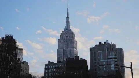 Clouds over the Empire State Building Stock Footage 129451316