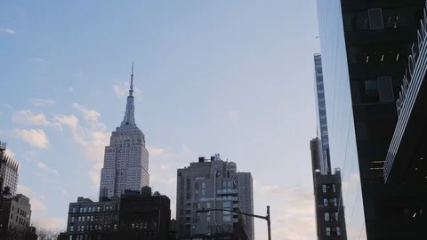 Clouds over the Empire State Building Stock Footage 129451341