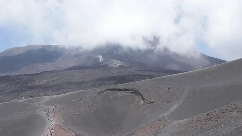Clouds over Etna peak Stock Footage 88730688