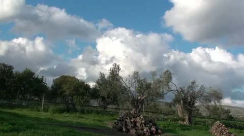Clouds over the field Stockbeeldmateriaal 22346401