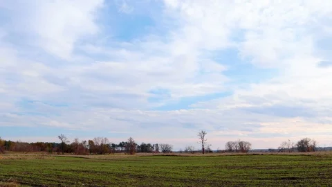  Clouds over the field Stock Footage 119766045
