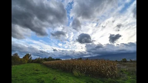 Clouds over the field Stock Footage 322945136