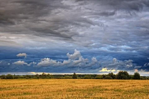 Clouds over the field. Stock Photos