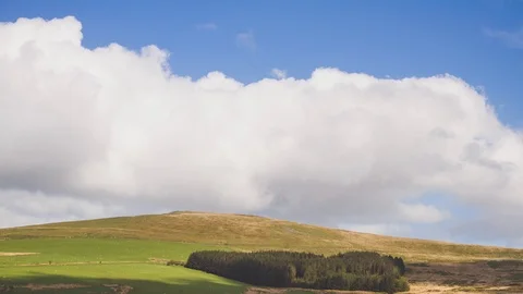 Clouds over Foel Eryr in the Preseli Hills Pembrokeshire Timelapse Stock Footage 90387580