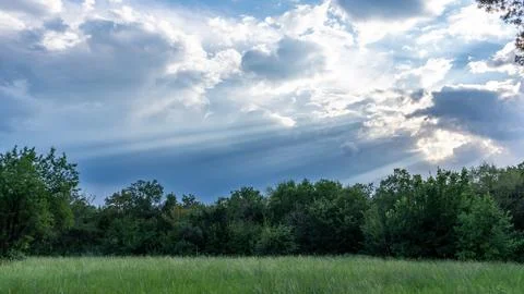 Clouds over the forest Stock Photos