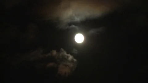 Clouds over full moon night Stock Footage 74433602