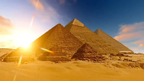 Clouds over the Giza pyramids of Egypt Stock Footage 147386409