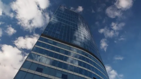 Clouds Over The Glass Building Stock Footage 344585849