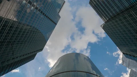 Clouds Over The Glass Buildings Stock Footage 162296478