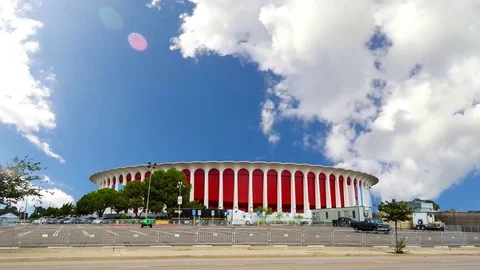 Clouds over Great Western Forum in Inglewood, California Stock Footage 82628073