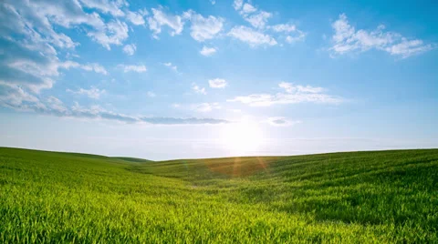 Clouds over the green field. Stock Footage 37949030