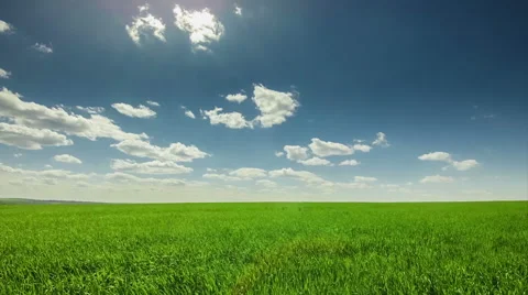 Clouds over the green field Stock Footage 52688592