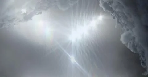Clouds over grey sky and stadium lighting background イラスト素材