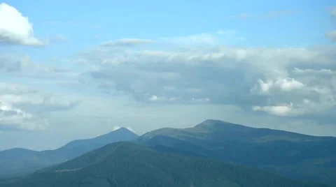 Clouds over Hoverla and Petros mounts in Carpathian Mountains.mp4 Stock Footage 54544389
