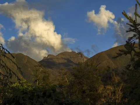 Clouds over Iguaque mountain at sunset, near the town of Villa de Leyva in ce Stock Photos