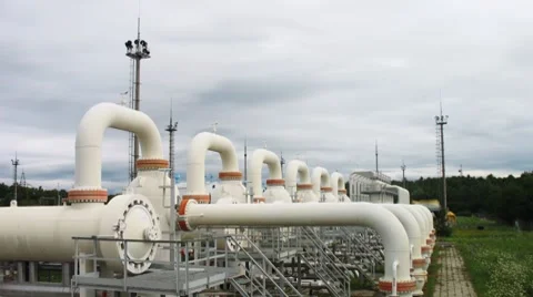 Clouds Over Installations Timelapse Stock Footage 8659525