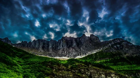 Clouds over Jagged peaks Time Lapse FULL HD Stock Footage 128150739