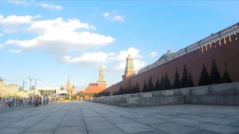 Clouds over Kremlin walls in summer timelapse Stock Footage 82980197
