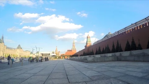 Clouds over the Kremlin walls on summer day timelapse Stock Footage 82985001