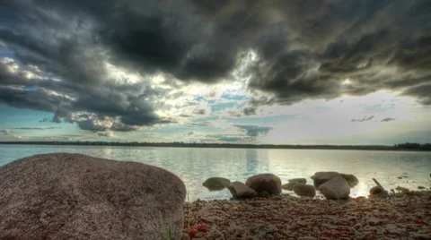 Clouds over lake HDR Vídeo Stock 8600648