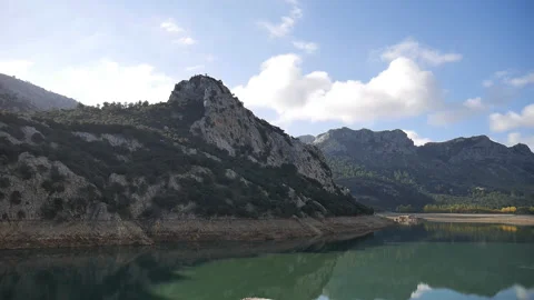 Clouds over the lake in the mountains. Spain. Stock Footage 87851041