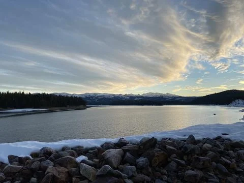 Clouds over lake Foto stock