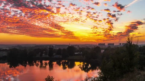 Clouds Over The Lake In The Sunset Light Stock Footage 67597024