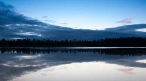 Clouds over the lake, timelapse Stock Footage 8519865
