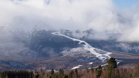 Clouds over landscape under High Tatras mountains in spring, Slovakia Video stock 169251025