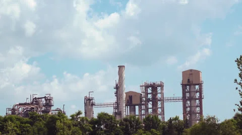 Clouds over Lubricants Refinery Stock Footage 25118806