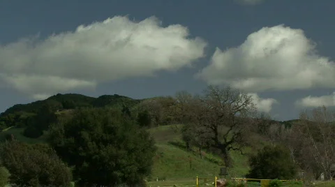 Clouds over lush green hills in Malibu Stock Footage 652959