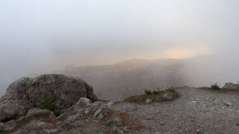 Clouds over of main ridge of Crimean Mountains near  of Foros Church. Stock Footage 106169018