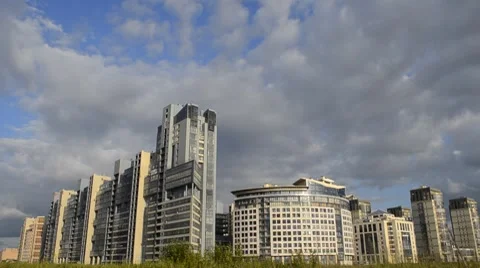 Clouds over a Modern City (TIME-LAPSE) Stock Footage