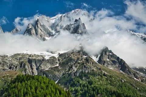 Clouds over the Mont Blanc group Stock Photos