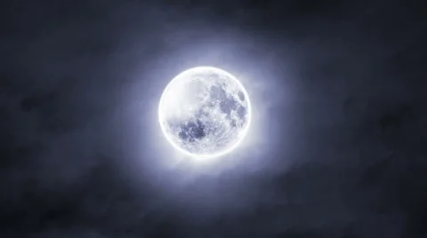Clouds over Moon Close up Stock Footage 49689642