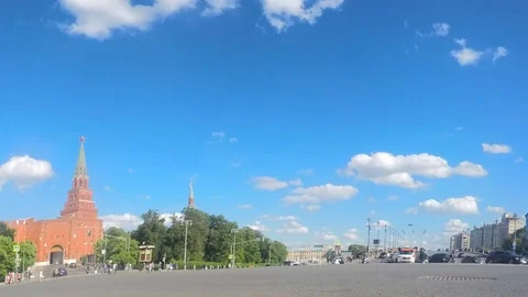 Clouds over the Moscow Kremlin on summer day timelapse Stock Footage 78017077