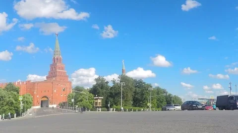 Clouds Over Moscow Kremlin On sunny Summer Day Timelapse Stock Footage 78018148